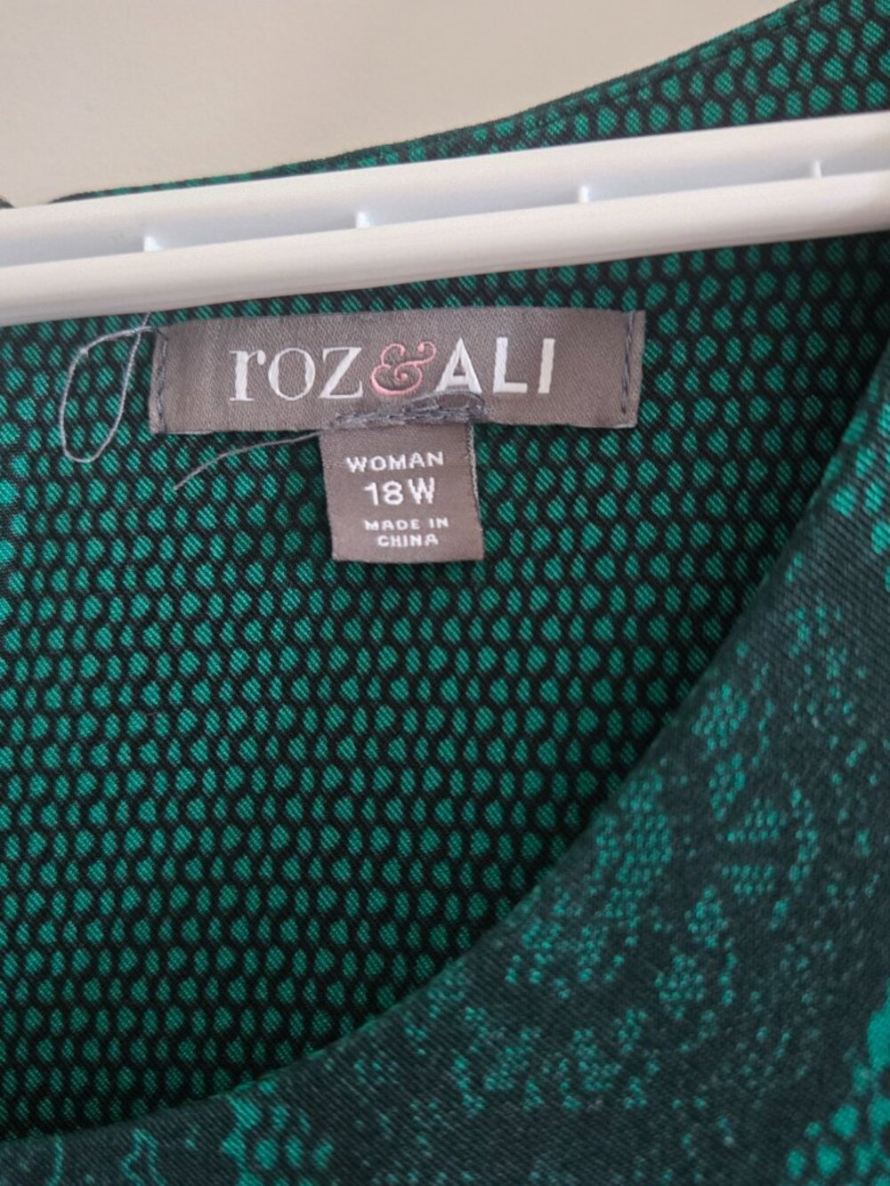 Roz & Ali Plus Size Fit & Flare Dress - Emerald Green with Lace Print - Picture 8 of 9